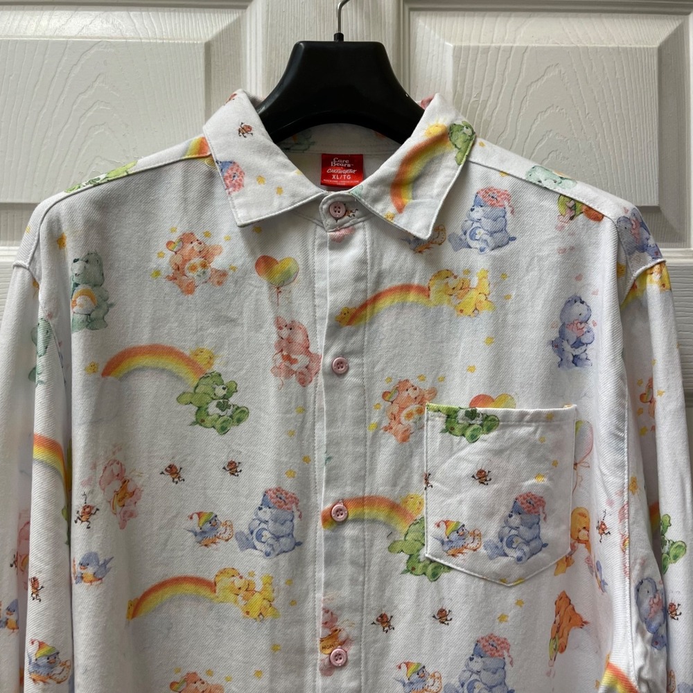 Cakeworthy Adult XL Care Bears Cousins Flannel Button Shirt 100% Cotton Retro